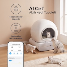 AI Cat Akıllı Kedi Tuvaleti - Otomatik Temizlenen Kapalı Kedi Kum Kabı (Poşet Hediyeli ve Elekli Paspas)