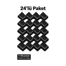 Herşeynota 24'lü Siyah Çapa Desenli Bandana Fular 52x52 Cm %100 Pamuk Unisex Çok Amaçlı Çok Renkli