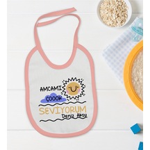 BK Kids Kişiye Özel Pembe Bebek Mama Önlüğü - Model 94 Pembe