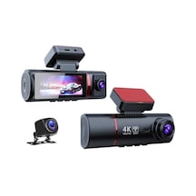4k Ultra Hd 3 Kameralı Araç Kamerası, Wifi Ve Gps Takipli, Gece Görüşlü, G-sensörlü, Ön + İç + Arka Kayıt