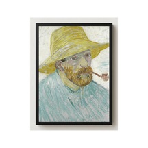 Van Gogh Van Gogh Pipolu Hasır Şapkalı Otoportre Çerçevesiz Poster 21x30 Cm A4 Tablo Van Gogh