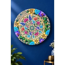 Dekoratif Duvar Tabağı - Renkli Çiçekli Madalyon Motifli 27 Cm - Dekorlu Seramik Tabak