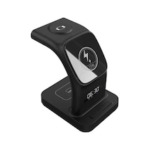 S-link Sw-cwf130 Siyah Telefon Kulaklık Akıllı Saat 15w 3 İn 1 Magsafe Led Logo Kablosuz Şarj Cihazı Siyah