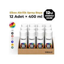 Sibax Akrilik Sprey Boya 12 Li Karışık 7 Renk Seti 400 Ml X 12 Adet 0