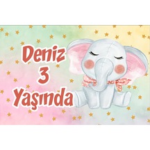 Sevimli Fil Doğum Günü Afişi 100x150 Cm
