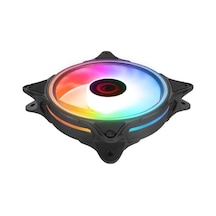 Glare F50 38cfm 1200rpm 12cm Rainbow 3p+4p Molex Soketli Siyah Kasa Fanı