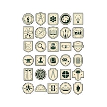 30 Adet Vintage Tasarım Arma Sticker Seti - Laptop Ajanda Defter İçin Çok Renkli