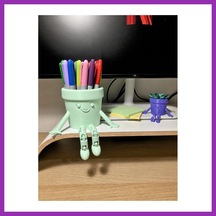 Bezos 3d Baskı Hareketli Gülen Kalemlik - Eklemli Masaüstü Organizer - Mint Bty Mint Yeşili