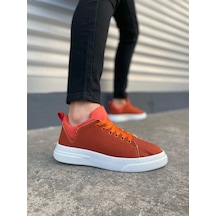 Jy204 Flex Bağcıklı Keten Kumaş Erkek Günlük Sneaker Ayakkabı Kbt - Turuncu Turuncu