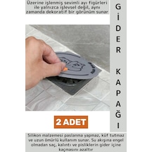 Lavabo Banyo Mutfak Pas Küf Tutmaz Ayı Figürü Koku Önleyici Kulplu Esnek Silikon Gider Kapağı 2 Adet