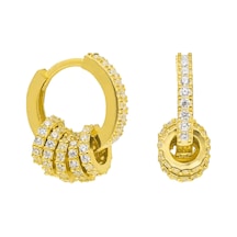 Zirkon Halka Küpe 717038 Gold Gümüş