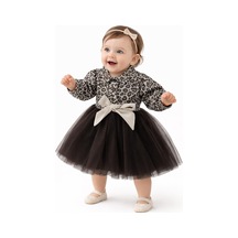 Civil Baby Leopar Baskılı 6-18 Ay Elbise - Kahverengi