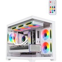 Terranova Kumandalı 6 Argb Fanlı Nova Beyaz Midi Tower Cam Panel Gaming Oyuncu Bilgisayar Kasası