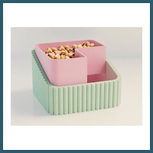 Bezos 3d Baskı Fıstık Kasesi - Çift Hazneli Kabuk Ayırıcı Sunum Kasesi - Mint Pembe Ob Mint - Pembe