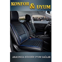 Volvo V40 Deri Oto Koltuk Kılıfı Ön Arka Set Siyah Mavi Elit Model Şhn