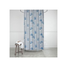 Tropik Home Banyo Perdesi Mavi Yunus Desen Yerli Üretim Duş Perdesi C-halka  180x200cm Banyo Perdesi Diğer