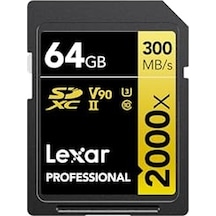 Lexar Professional 2000x Sd Kart 64 Gb, Okuyucusuz Sdxc Uhs-ıı Hafıza Kartı, 300 Mb/s'ye Kadar Okuma, Dslr İçin Class 10, U3, V90 Hafıza Kartı, Sinema Kalitesinde Video Kameralar Lsd2000064g-bnnag