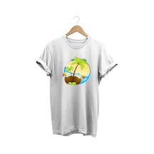 Havanna Beach - Havana Plajı Baskılı Tshirt Beyaz