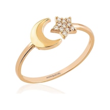 Ayyıldız Rose Altın Yüzük 14K Gold Taşlı 364012548