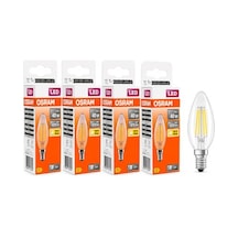 Osram Led Filament Mum Ampul E14 4w 470 Lümen 2700k Sarı Işık 40w Eşdeğeri Şeffaf Cam Dim Edilemez 4'lü Paket Enerji Sınıfı E
