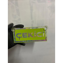 Yeşil Renk Üzeri Hologram Renk Çekici Yazılı Vantuzlu Cam Süsü