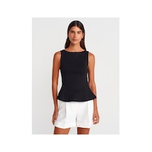 Dilvin 21001 Kayık Yaka Peplum Top Siyah