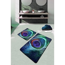 Peacock 2 Li Set Banyo Halısı Paspas Yıkanabilir Çok Renkli