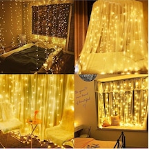 Robeve 3x3 Metre 8 Fonksiyonlu Animasyonlu Perde Led Işık Kalın Telli Saçak Led Işık 240 Led Yılbaşı Led