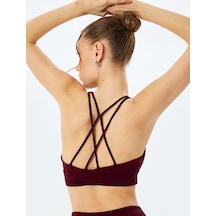 Koton Slim Kapsız Arkası Çapraz Askılı Sporcu Sütyeni Bordo 5wak30046nk Bordo