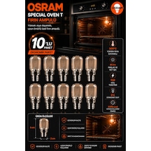 10 Lu Paket 15w E14 Fırın Ampulü 300 C Isıya Dayanıklı Sarı Işık