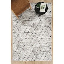 Villadia Home Textile Kaymaz Taban Modern Desen Halı Yolluk Leke Tutmaz Kolay Temizlenir Koridor Salon Yatak Mutfak Odası Vd4054gri Gri