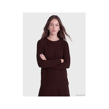 LC Waikiki Alıta Cıty Farkıyla Lcw Modest Bordo Oval Yaka Kadın Triko Kazak Bordo - 931123588 Bordo