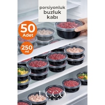 50'li 250 Ml Kıyma Et Sos Kemik Suyu Sebze Saklama Kabı Sızdırmaz Mikrodalga Buzluk Düzenleyici Siyah