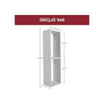 Modern Minimalist 2 Raflı Dekoratif Kitaplık, Dikey Tasarım Abanoz - Beyaz