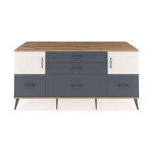 Kronos Konsol 2 Raflı 5 Çekmeceli 2 Kapaklı 176x59x83 Çam-aytaşı/antrasit Aytaşı/antrasit