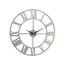 Ferforje Duvar Saati Otantik 5510 S Gümüş 55Cm 3Boyutlu Sessiz Gümüş