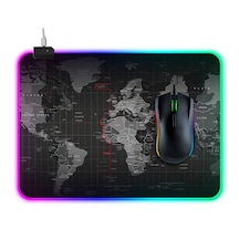 Ally Dünya Desenli Rgb Led Işıklı Oyuncu Mouse Pad 300-250-4Mm