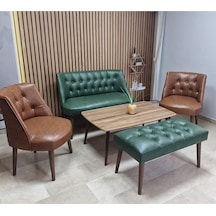 Azra Mobilya Deri Çay Seti Koltuk Takımı Oturma Grubu Cafe Mobilya Ofis-büro Mobilya Balkon Mobilya Yeşil-taba