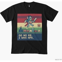 Flood Of Style Gg No Re, I Was Afk Erkek Kadın Tişörtü %100 Pamuklu Tişörtler 3xs-3xl Üstler 1224-3 Siyah