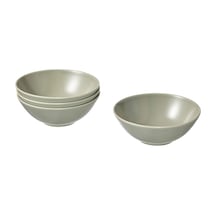 4 Adet Kase Seti, Meridyendukkan Mat Açık Yeşil ,16 Cm Stoneware Fonksiyonel Tasarım