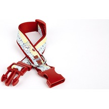 Doggie Pati Desenli Dokuma Köpek Boyun Tasması 3 Cm X 36-60 Cm Kırmızı Diğer
