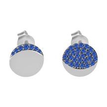 Cosar Sılver 925 Ayar Gümüş Yüvalak Sıyah Taşlı Küpe Rodaj Kaplama