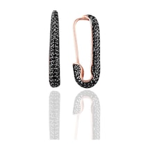 Gümüş Siyah Taşlı Firkete Çennel Küpe