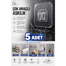 5 Adet Kapı Duvar Askısı, Kendinden Yapışkanlı Şeffaf Askı, Güçlü Kapı Askısı, 6x6cm Şeffaf Şeffaf