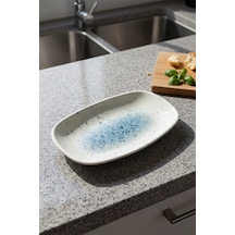 6'lı Valencia Oval Kayık Tabak 30cm Dijital Splash Rinart Krem