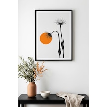 Doğal Ahşap Çerçeveli Soyut Çiçek Desenli Tablo - Canlı Tonlar Huhu1060