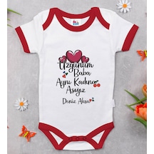 Bk Gift Bk Kids Kişiye Özel Aynı Kadına Aşığız Tasarımlı Kırmızı Bebek Body Zıbın-2 3-6 Ay
