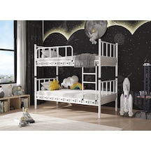 Zambak Genç Yatak Odası Metal Ranza Ve Karyola -90 X 200 Cm Beyaz
