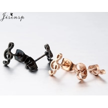 Flybuy Paslanmaz Çelik Hayvan Kulak Çıtçıt Müzik Yaprağı Takı - Siyah, 1.5 Cm Option 2 Focus On Material & Style : Çoklu Paslanmaz Çelik Müzik Yaprağı Kulak Çıtçıt - Siyah Moda Takı, 1.5 Cm Gümüş