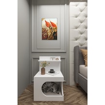 Kedi Evi Komodin,pet Komodin,yıkanabilir Minderli,portatif Minifix Kurulum